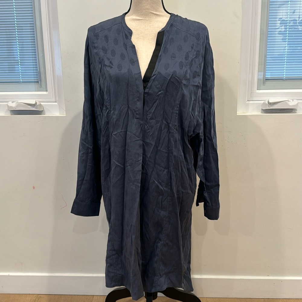 Zadig & Voltaire navy blue 💯 silk midi flowy dress Rine Jac Deluxe